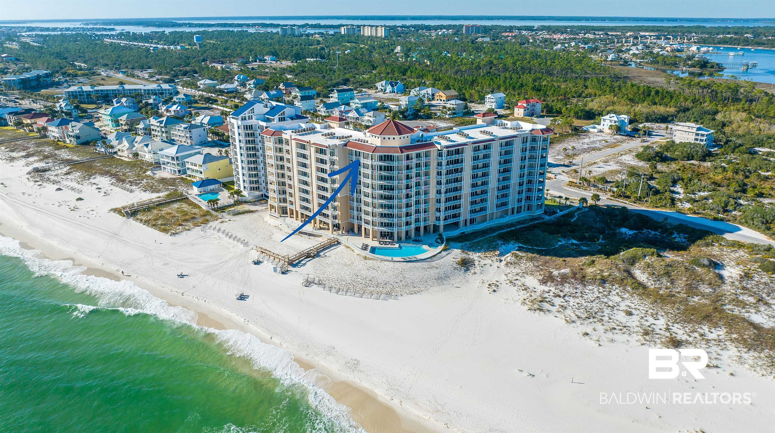 Stunning Penthouse-TOP FLOOR-of Perdido Key's most priceless address! Literally zero obstruction to miles, and miles of gulf/National Seashore, backwater and beach views. This immaculate one-owner property has never been rented, and is seeking its new fortunate owner! Low density(64) and RENT RESTRICTED, this PET FRIENDLY, GATED community is the epitome of exclusive, luxury coastal living ensuring an UNCROWDED BEACH experience. 12' Ceilings with floor to ceiling glass provide an incomparable coastal vista. Impeccably appointed with high quality finishes; Porcelain "woodgrain" floors throughout living and bedroom areas, marble bathroom floors, quartz countertops, Wolf 6-burner natural gas range, Sub-zero refrigerator/freezer, Scotsman icemaker, a huge outdoor living space including an outdoor gas-grill, truly no detail has been overlooked! Amenities include a GRAND LOBBY/LOUNGE, CLUB ROOM, INDOOR HEATED SWIMMING POOL, FITNESS FACILITY, MEETING SPACE, OUTDOOR POOL OVERLOOKING THE GULF AND NATIONAL SEASHORE. This property conveys with an indoor storage unit, and outdoor storage unit and covered parking place. Don't wait to make your appointment to view! Minimum monthly rental.