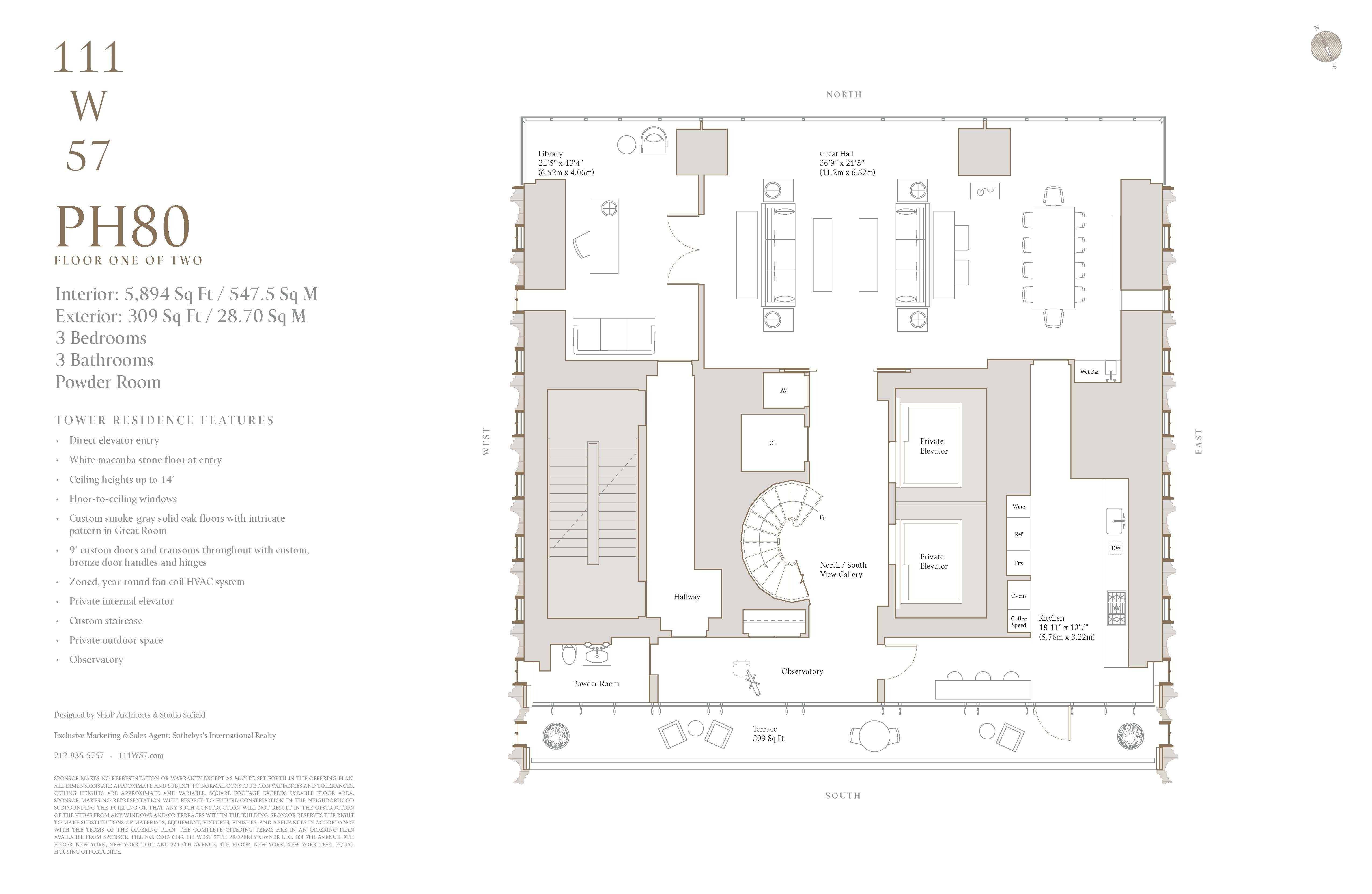 111 West 57th Street PH80 Midtown West New York NY 10019