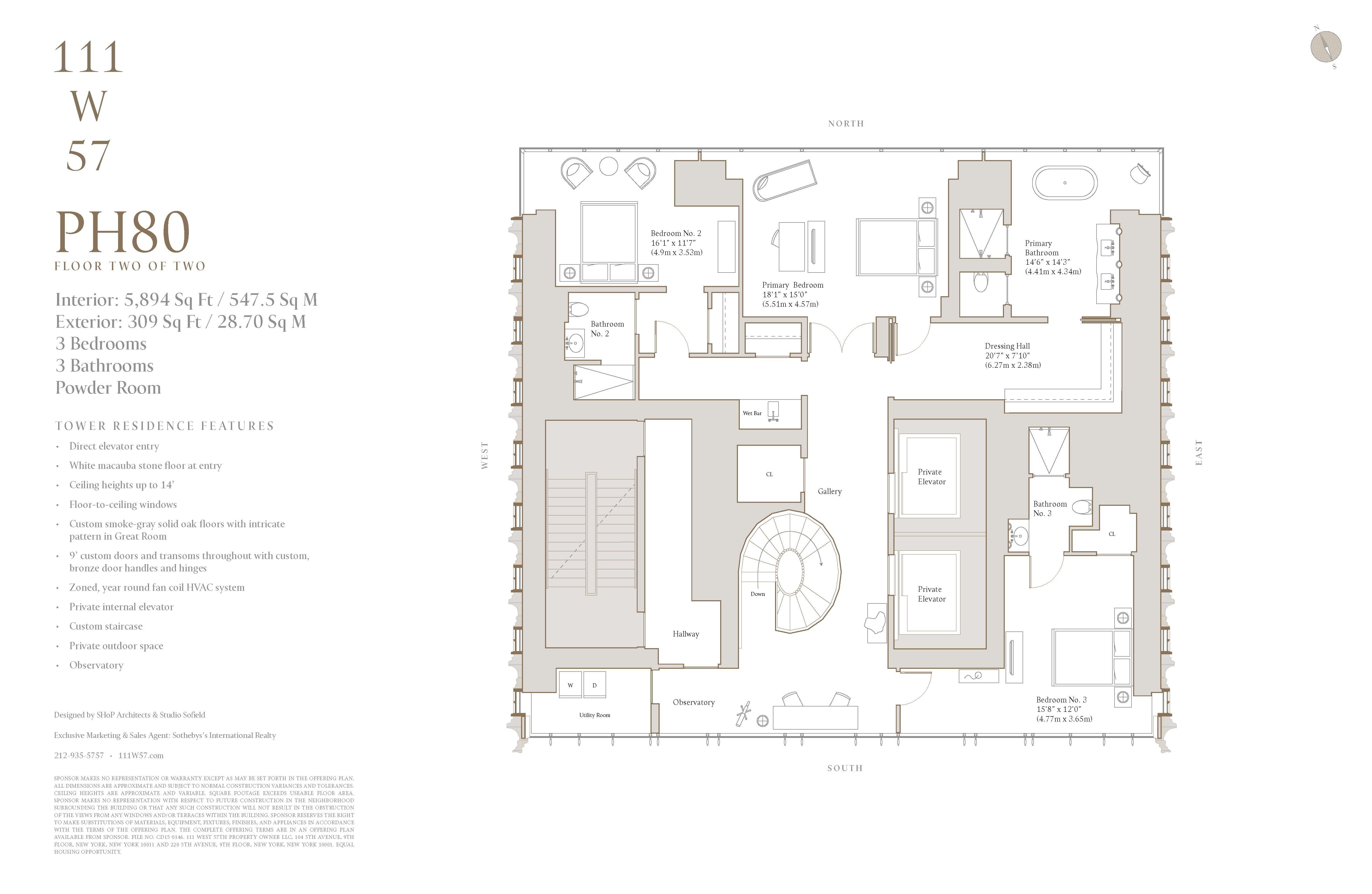 111 West 57th Street PH80 Midtown West New York NY 10019