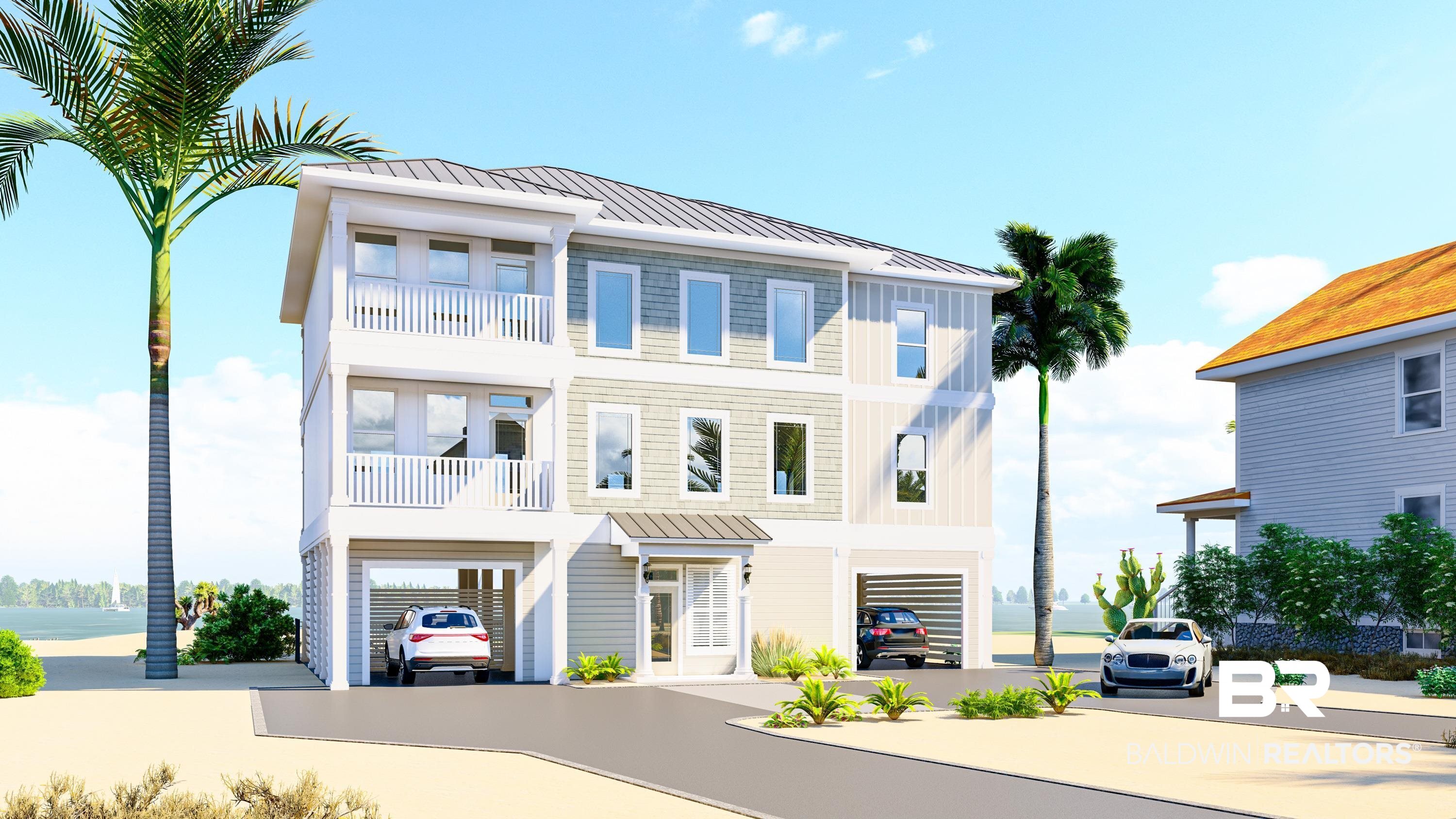 GULF FRONT NEW CONSTRUCTION.  This 8 Bedroom home with 3 Master suites.  6 of the bedrooms have ensuite bathrooms and have access to balconies with direct Gulf views and also 2 bunkrooms. Two separate Living Areas one downstairs and one the other upstairs.  10 ft ceilings on main floor and 9ft ceilings on the 2nd floor.  Granite/ quartz countertops in the Kitchen, Laundry Room, and Bathrooms.  Kitchen will feature 3 total refrigerators, a under cabinet ice machine, double oven, separate electric cooktop with stainless steel hood vent, 2 microwaves.  There also will be 2 washing machines (front loaders) and 2 dryers (front loaders).  Heated pool to be placed under the house.  Pool area to include space for lounging and a grilling station.  All Decks will be a constructed from a composite material.  House will be built to Gold Fortified standard.  House will feature large shatter impact proof windows.  Property designed to have parking with 11 cars.  3 under house, and 8 on oversized driveway.  Rental Projections approximately $350,000.  House is set up to sleep 20 people in beds, and possibly more if sleeper sofas are utilized.  Completion to expected to be Spring 2024.