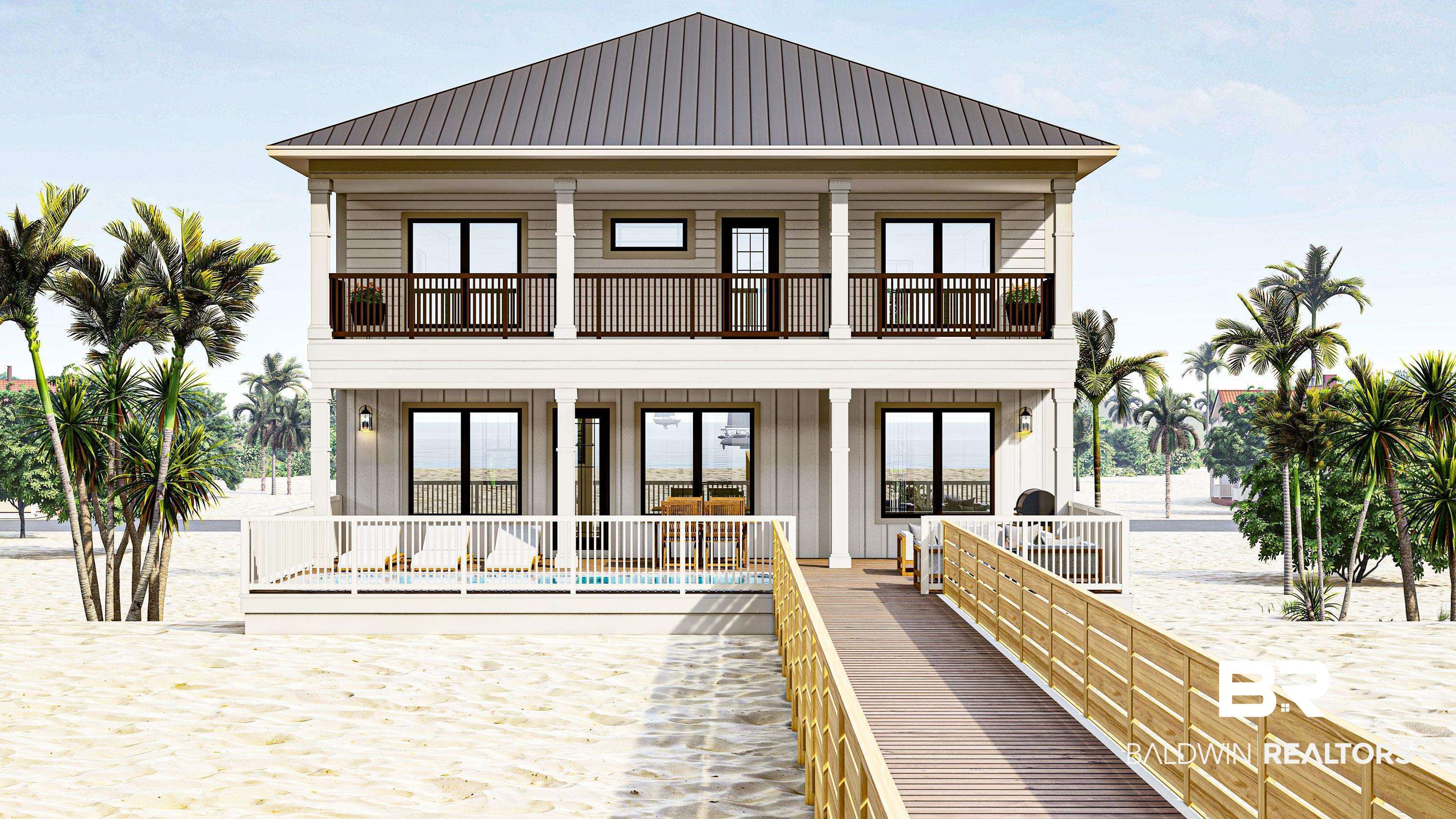 This new construction 8-bedroom, 6.5-bathroom beachfront home on West Beach is projected to be turn-key ready by July 1. With 3,791 square feet of heated and cooled space, it offers a well-designed layout with modern features and direct Gulf access.The home includes two master suites, each with separate water closets and tile showers with glass doors, along with direct balcony access overlooking the Gulf. One bedroom on the main floor is fully handicapped accessible. A second living area on the upper floor with a kitchenette and wet bar provides additional space for guests. The main floor features 10-foot ceilings, while the second floor has 9-foot ceilings and 8-foot interior doors on the main level, creating an open and spacious feel. For added convenience, an elevator provides easy access to all levels.The kitchen is designed with granite and quartz countertops, custom-made cabinets with soft-close technology to the ceiling, EVP scratch and water-resistant flooring, and an upgraded appliance package including three refrigerators, a freezer, an under-cabinet ice machine, an oven with microwave combo, a separate electric cooktop, and two front-loading washer and dryer sets.Outdoor living is a highlight, with 1,172 square feet of composite decking and porches leading to a saltwater heated pool on the deck. The handrails feature a sleek stainless horizontal wire design, adding a modern touch to the outdoor space.Built to Gold Fortified standards, this home includes a metal roof and large shatter impact-proof windows and doors for added protection and efficiency.Located directly on the beach, this home is designed for comfortable coastal living and presents a strong rental opportunity. A private dune walkover from the pool deck provides direct and convenient access to the sugar-white sands of West Beach. Buyer to verify all information during due diligence.