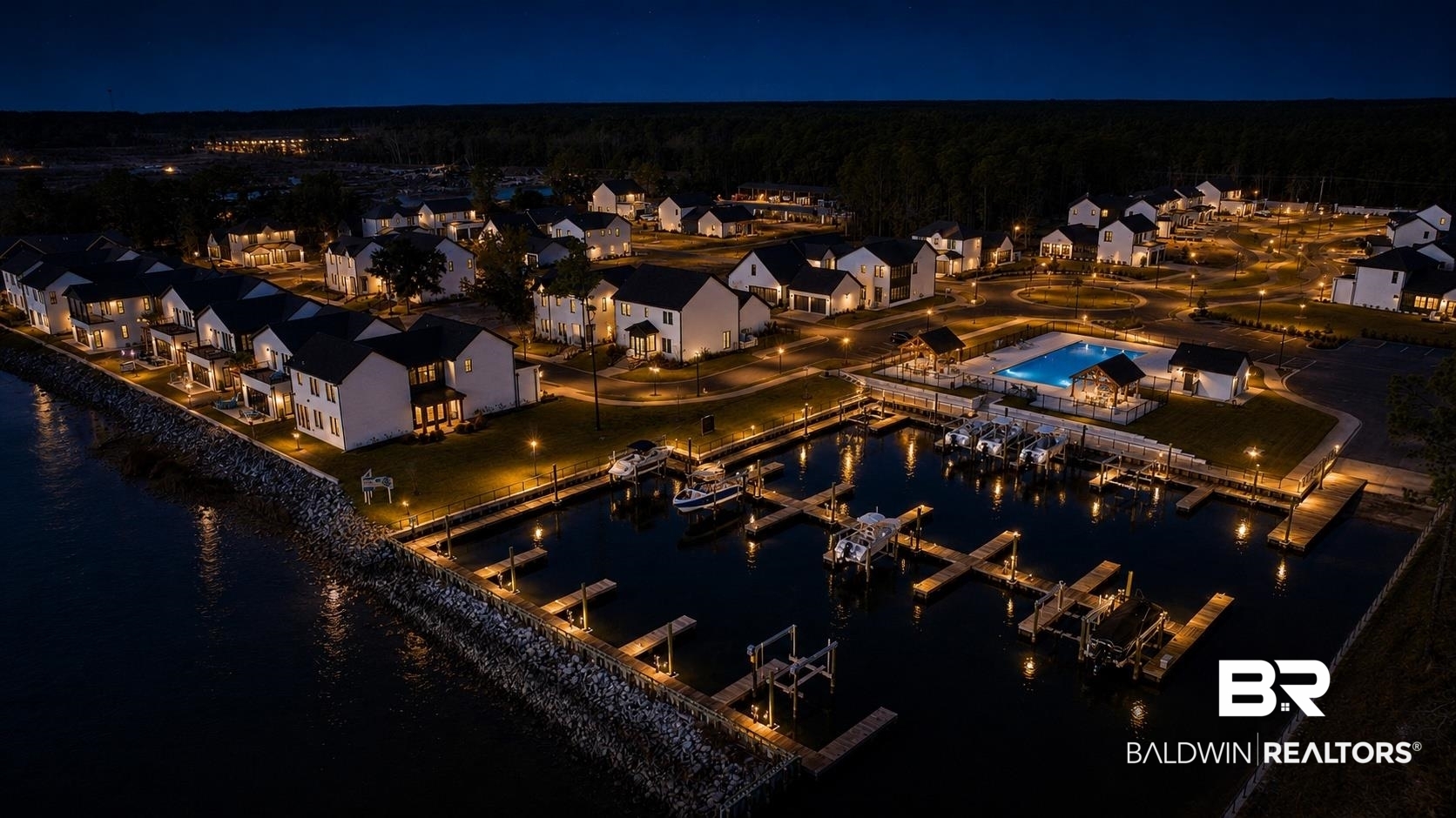 Wake up, grab a cup of coffee, and walk down to your boat. Spend the afternoon cruising the Intracoastal Waterway, anchoring at Robinson Island, grabbing lunch at Pirate's Cove, or fishing the back bays, then head home just in time for sunset cocktails from your own waterfront retreat. This is the lifestyle that awaits in Waterways, one of Gulf Shores' premier gated boating communities. Positioned along the Intracoastal Waterway, this Gold Fortified home includes a deeded boat slip with a lift, offering effortless access to some of the Gulf Coast's most beautiful waterways. For buyers looking for a truly turnkey boating experience, the sellers' boat is also available for separate purchase. Inside, the home blends luxury and functionality with engineered hardwood flooring, oversized crown molding and baseboards, custom soft-close cabinetry, quartz countertops, a chef's kitchen featuring a gas cooktop, dual-fuel range, and stainless steel appliances, plus a spacious primary suite complete with a freestanding soaking tub, oversized walk-in shower, and designer ceramic tile finishes. Additional highlights include an elevator, tankless water heater, expansive casement windows and doors, and a sunroom with motorized screens that creates the perfect indoor-outdoor living space. The exterior showcases painted brick and Hardie Board construction accented by cypress details, copper accents, and elegant architectural lighting. Beyond the home, residents enjoy exclusive amenities including a private marina, boat launch, guest day slips, scenic nature trails, a resort-style pool, and beautifully maintained gathering spaces, while the HOA covers lawn care and irrigation for truly low-maintenance living. Combining luxury finishes, exceptional craftsmanship, and an unbeatable waterfront lifestyle, this is a rare opportunity to own in one of Gulf Shores' most sought-after boating communities. Buyer to verify all information during due diligence.